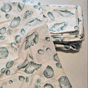 Linen Source Queen Size COTTON Sheet Set. Sea shells Pattern